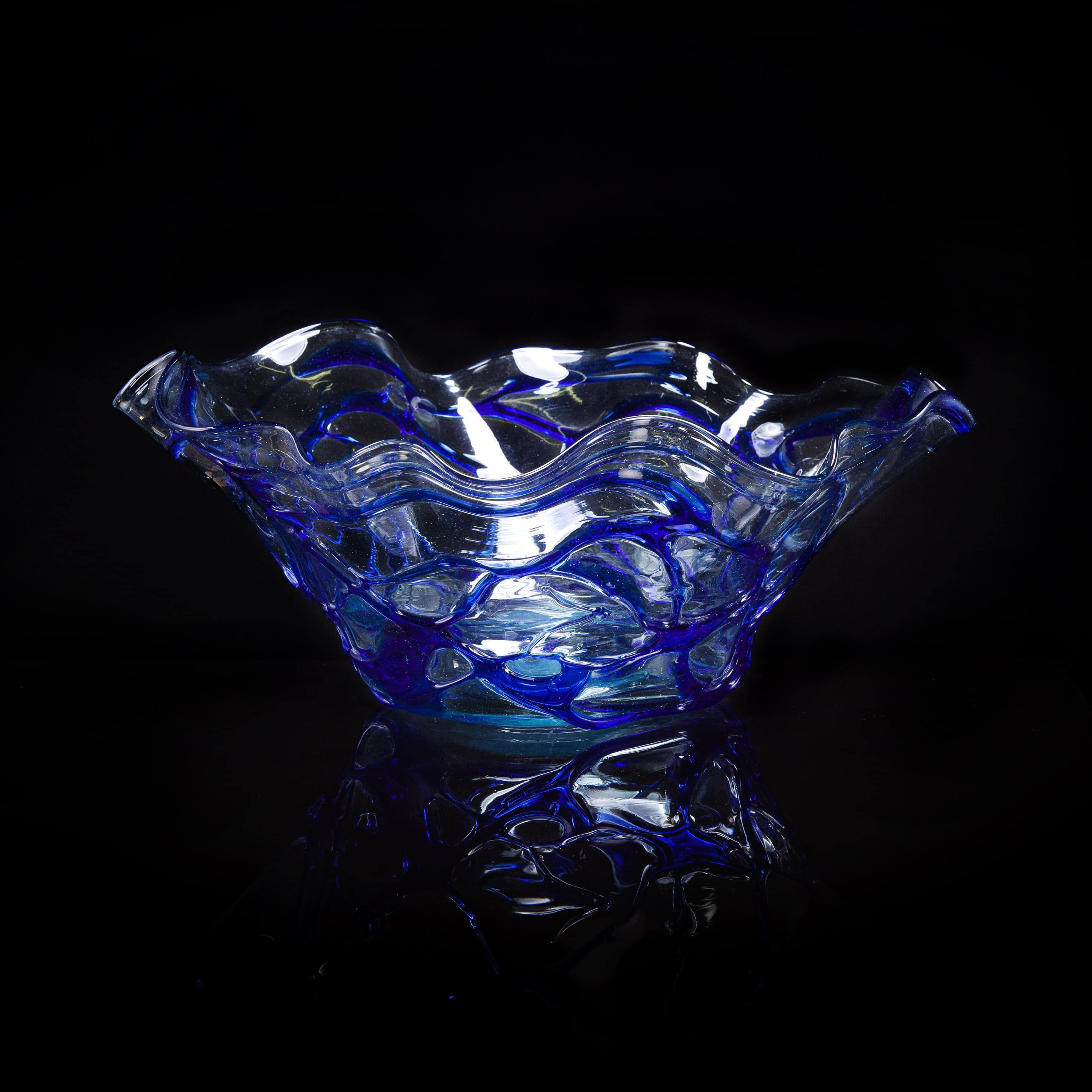 Blue Molten Glass Bowl